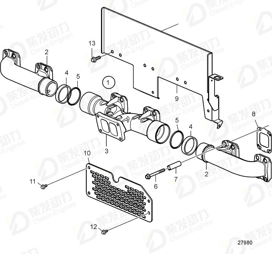 volvo penta Exhaust manifold 78467240 Drawing volvo penta Exhaust manifold 78467240 Drawing